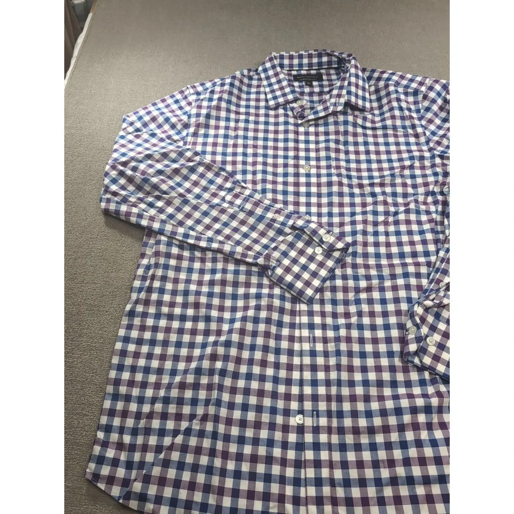 Banana Republic Mens Button Up Shirt Blue Purple Non Iron Standard Large